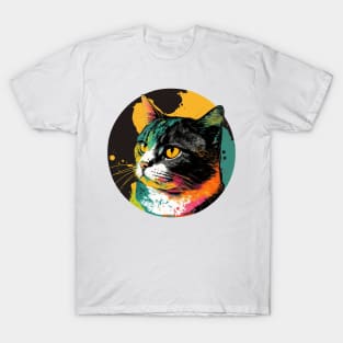 Round Up Your Style with Unique and Adorable Cat Designs - Discover the Purrfect Round Cat Art Collection! T-Shirt